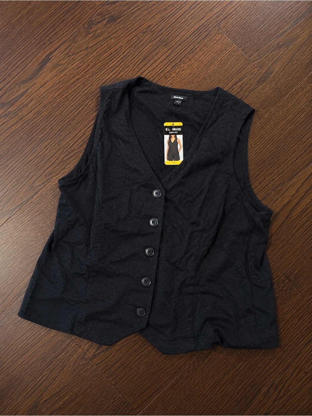 Black Women's Button-Front Vest Top Sz M